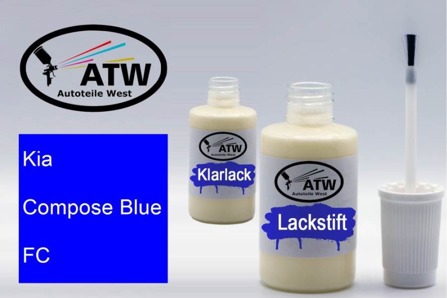 Kia, Compose Blue, FC: 20ml Lackstift + 20ml Klarlack - Set, von ATW Autoteile West.